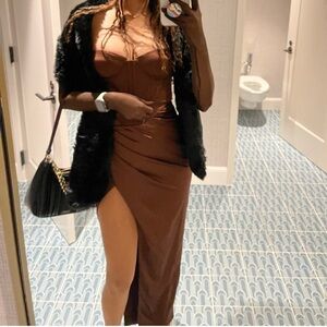BabyBoo Despina Satin Maxi Dress - Chocolate